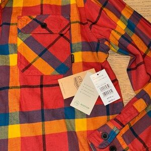 NEW Burton Brighton‎ Flannel large 14053110600 tandoori ORANGE  Plaid $69.95